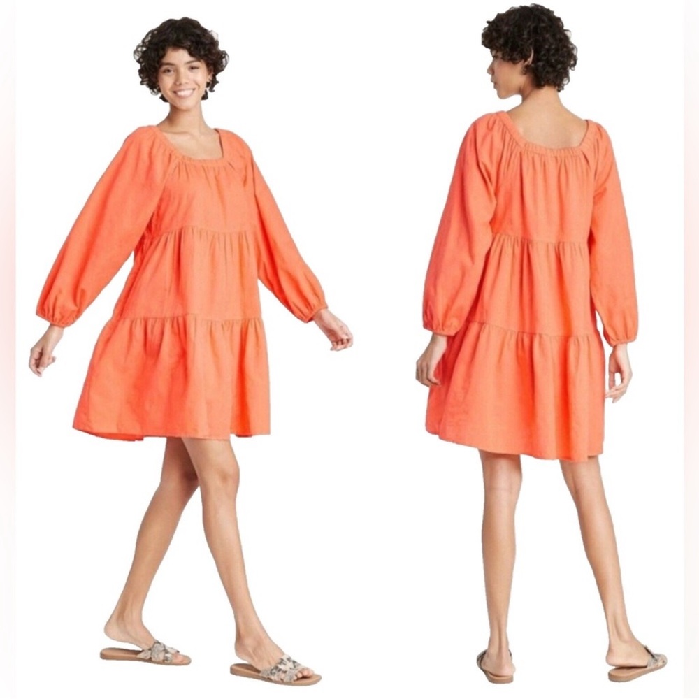 Universal Thread Long Balloon Sleeve Orange
Dress Tiered Cotton Large